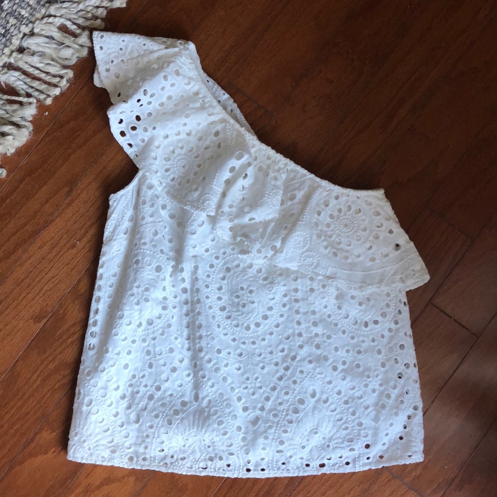 White eyelet top